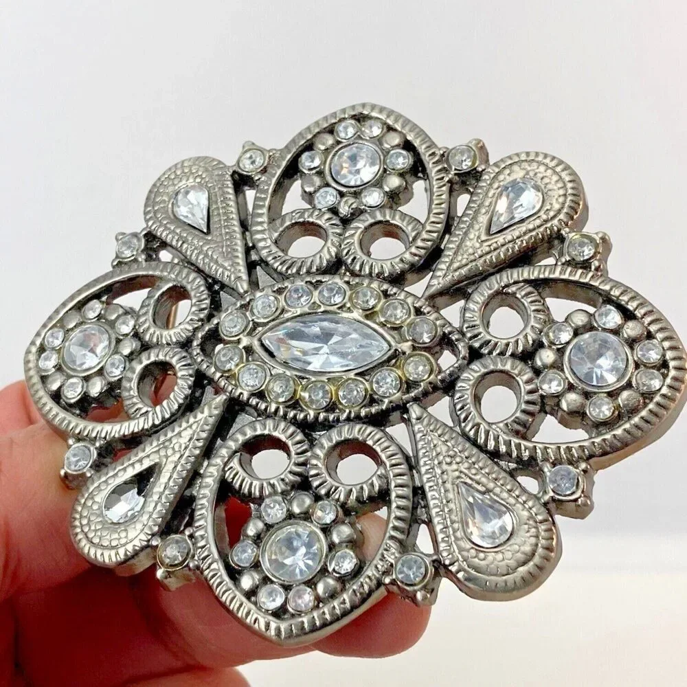 Belt Buckle Women Unisex‎ Midcentury Rhinestones Sparkling Goth Art Deco